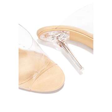 Cape Robbin Allure Lucite Clear PVC Mules Open Toe Stiletto Heel Pumps Nude (8.5)