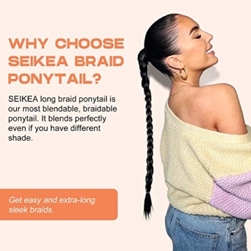 SEIKEA Long Braided Ponytail Extension with Highlights