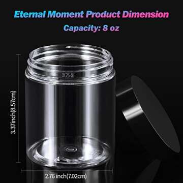 48 Pack 8 OZ Plastic Jars Round Clear Cosmetic Container Jars with Lids, Eternal Moment Plastic Slim...