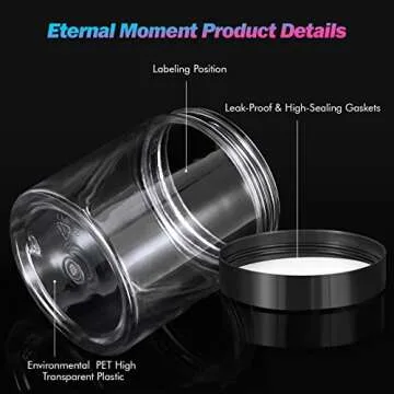 48 Pack 8 OZ Plastic Jars Round Clear Cosmetic Container Jars with Lids, Eternal Moment Plastic Slime Jars for Lotion, Cream, Ointments, Makeup, Eye shadow, Rhinestone, Samples, Pot, Travel Storage