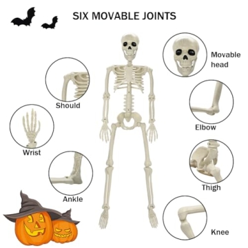 36" Halloween Skeleton - Posable Decor for Spooky Fun