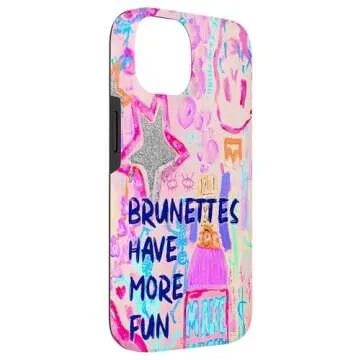 iPhone 14 Aesthetic Brunettes Have More Fun Pink Preppy Watercolor Case