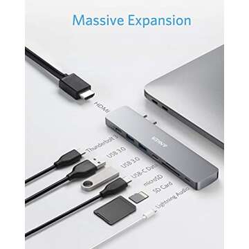 Anker USB C Hub for MacBook, PowerExpand Direct 8-in-2 USB C Adapter Compatible with Thunderbolt 3 USB C Port, 4K HDMI Port, USB C and USB A 3.0 Data Ports, SD Card, Lightning Audio Port