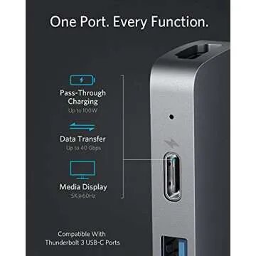 Anker USB C Hub for MacBook, PowerExpand Direct 8-in-2 USB C Adapter Compatible with Thunderbolt 3 USB C Port, 4K HDMI Port, USB C and USB A 3.0 Data Ports, SD Card, Lightning Audio Port