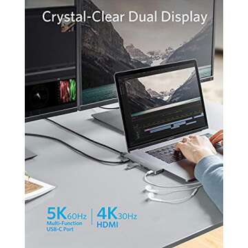 Anker USB C Hub for MacBook, PowerExpand Direct 8-in-2 USB C Adapter Compatible with Thunderbolt 3 USB C Port, 4K HDMI Port, USB C and USB A 3.0 Data Ports, SD Card, Lightning Audio Port