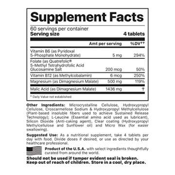 Jigsaw Health MagSRT | Magnesium Supplement with Vitamin B6, Folate & B12 | 240 Tablets | 60 Servings