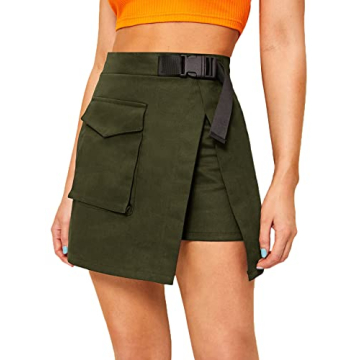 WDIRARA Women's Trendy Utility Asymmetrical Mini Skirt