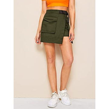 WDIRARA Women's Trendy Utility Asymmetrical Mini Skirt