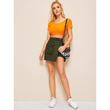 WDIRARA Women's Trendy Utility Asymmetrical Mini Skirt