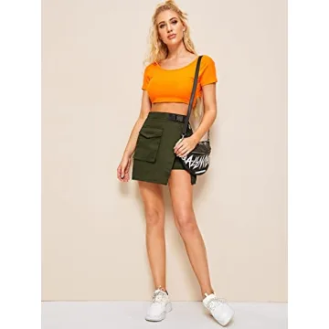 WDIRARA Women's Trendy Utility Asymmetrical Mini Skirt