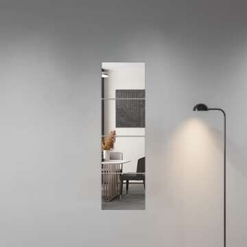 Delma Wall Mirror Tiles,12'' x 10'' x 4PCS, Glass Frameless Body Mirror, Over The Door Mirror for Be...