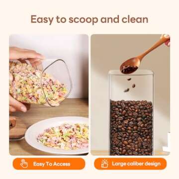 HFIOUDEI Glass Storage Containers With Lids, 3 Set of 67oz Food Jars With Acacia Wood Lids, Glass Canister for Pantry Oat Spaghetti Pasta Cookie Flour Cereal Rice Sugar Tea Coffee Beans