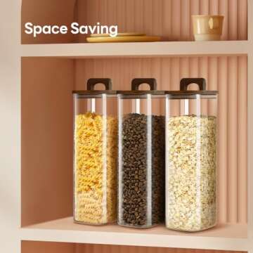 HFIOUDEI Glass Storage Containers With Lids, 3 Set of 67oz Food Jars With Acacia Wood Lids, Glass Canister for Pantry Oat Spaghetti Pasta Cookie Flour Cereal Rice Sugar Tea Coffee Beans