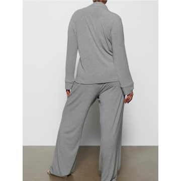 AnotherChill Women's Long Sleeve Pajamas Set Soft Loungewear