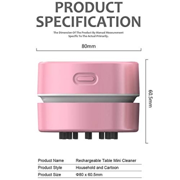 ODISTAR Desktop Vacuum Cleaner,Mini Table dust Sweeper Energy Saving,High Endurance up to 400 mins,Cordless&360º Rotatable for Cleaning Hairs,Crumbs,Computer Keyboard of Gifts for Kids (Pink)