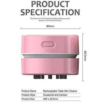 ODISTAR Desktop Vacuum Cleaner,Mini Table dust Sweeper Energy Saving,High Endurance up to 400 mins,Cordless&360º Rotatable for Cleaning Hairs,Crumbs,Computer Keyboard of Gifts for Kids (Pink)