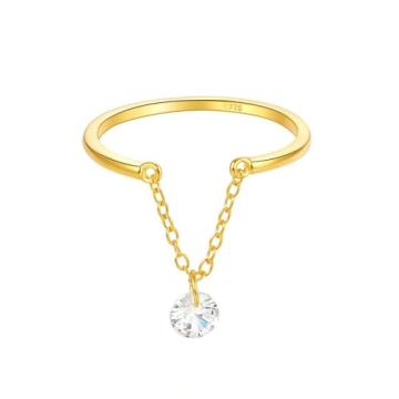 Kokoma Dangling Charm CZ Sterling Silver Ring - Adjustable for Women