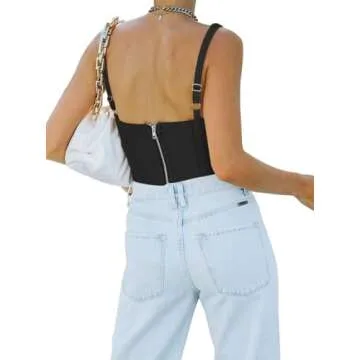 REORIA Women's Summer Sexy Square Neck Sleeveless Trendy Night Club Cropped Tank Top Cute Going Out ...