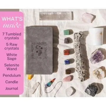 Crystals and Stones - 17pc Chakra Stones, Gemstones and Crystals. Meditation Accessories, Healing St...