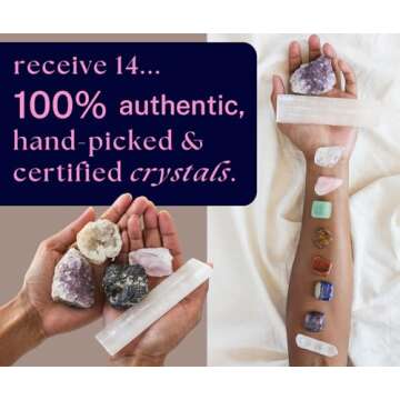 Crystals and Stones - 17pc Chakra Stones, Gemstones and Crystals. Meditation Accessories, Healing Stones. Real Crystals, Chakra Crystals Kit, Raw Crystals. Witchcraft Kit Crystal Décor