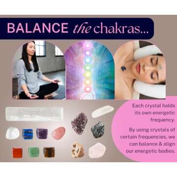 Crystals and Stones - 17pc Chakra Stones, Gemstones and Crystals. Meditation Accessories, Healing Stones. Real Crystals, Chakra Crystals Kit, Raw Crystals. Witchcraft Kit Crystal Décor