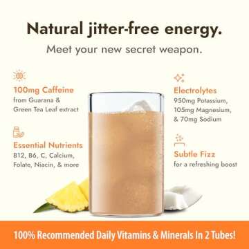 Zipfizz Daily Energy Drink Powder, Pina Colada, 20 Pack | 3-in-1 Sustained Energy, Rapid Hydration, and Essential Vitamins | Sugar-Free | Electrolyte Powder | Contains Vitamin B-12 & Antioxidants