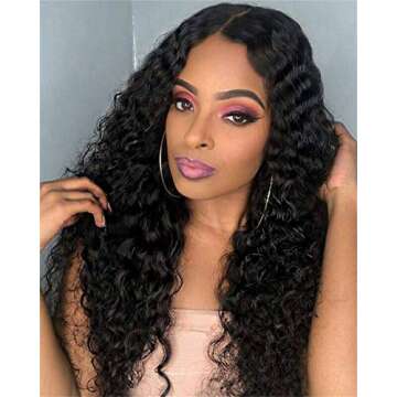 Foreverlove Deep Wave Lace Front Wigs Human Hair Pre Plucked Brazilian Deep Curly 13x4 HD Frontal Wigs for Black Women 200% Density Remy Human Hair (16 Inch)