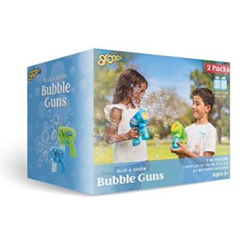 JOYIN 2 Kids Bubble Gun with 2 Bottles Bubble Refill Solution, Bubble Guns Kids 4-8, Bubble Machine Gun for Toddlers 1-3, Bubble Gun Blaster Party Favors, Summer Toy, Outdoors, Easter, Birthday Gift