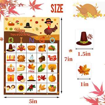 Funnlot Fall Bingo Game for Kids - Thanksgiving Party Activities for 24 Players, Family and Classroo...
