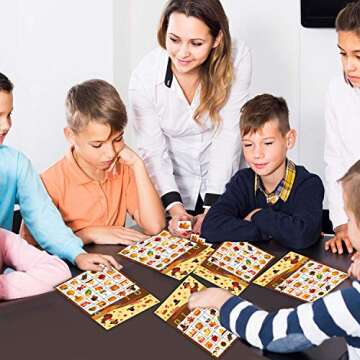 Funnlot Fall Bingo Game for Kids - Thanksgiving Party Activities for 24 Players, Family and Classrooms