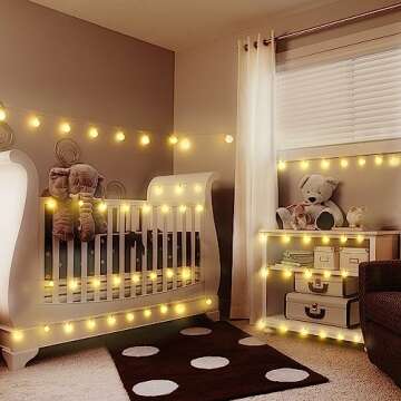 echosari Battery Operated String Lights, 16.5 Feet 50 LED Camping Globe Lights with Remote Timer 8 M...