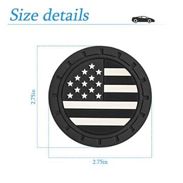 AUCELI 4 Pack Car Cup Holder Coasters, Colored American Flag US Flag Insert Car Cup Coaster, 2.75 In...