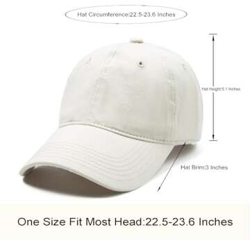 Lanzom Men Women Adjustable Baseball Cap Vintage Cotton Washed Distressed Hats Twill Plain Dad Hat w...