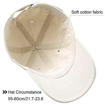 Lanzom Men Women Adjustable Baseball Cap Vintage Cotton Washed Distressed Hats Twill Plain Dad Hat with Ponytail (Beige, One Size)