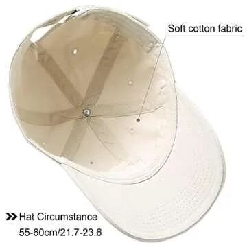 Lanzom Men Women Adjustable Baseball Cap Vintage Cotton Washed Distressed Hats Twill Plain Dad Hat with Ponytail (Beige, One Size)