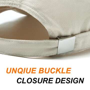 Lanzom Men Women Adjustable Baseball Cap Vintage Cotton Washed Distressed Hats Twill Plain Dad Hat with Ponytail (Beige, One Size)