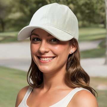 Lanzom Men Women Adjustable Baseball Cap Vintage Cotton Washed Distressed Hats Twill Plain Dad Hat with Ponytail (Beige, One Size)