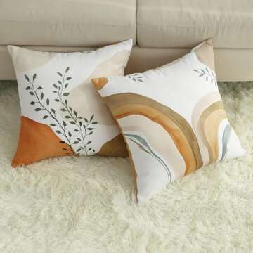 Tritard Boho Velvet Pillow Covers Set of 2 Mid Century Modern Throw Pillows Terracotta Bohemian Aesthetic Minimalist Abstract Pillowcases Home Decor for Bed, Sofa, Living Room, Orange,18x18 inches