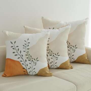 Tritard Boho Velvet Pillow Covers Set of 2 Mid Century Modern Throw Pillows Terracotta Bohemian Aesthetic Minimalist Abstract Pillowcases Home Decor for Bed, Sofa, Living Room, Orange,18x18 inches