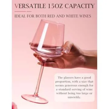 Pink Wine Glasses Set of 6-18oz Hand Blown Crystal Colored Wine Glasses with Long Stem, Pink Wine Glass for Wine Lovers, Wedding, Birthday Valentines Day Gifts for Women