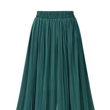 AOBRICON Palazzo Pants for Women Chiffon Capris with High Waist Wide Leg Pants Pleated Trousers Casual Loose Pants Black