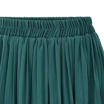 AOBRICON Palazzo Pants for Women Chiffon Capris with High Waist Wide Leg Pants Pleated Trousers Casual Loose Pants Black