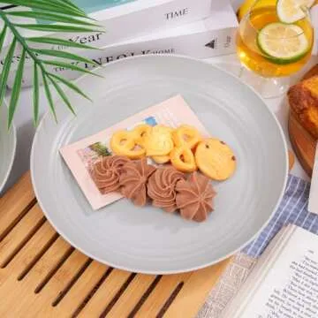 supernal 16pcs Grey Wheat Straw Plates,Hard Plastic Plates Reusable,Unbreakable Dinner Plates,Reusable Plastic Plates,Deep Dinner Plates,Dishwasher & Microwave Safe for Camping, Picnic