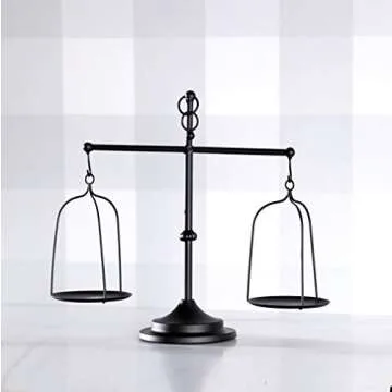 The Lakeside Collection Functional Rustic Farmhouse Balancing Scale Candle Holder - Unique Metal Home Decor Table Centerpiece for Study, Patio, Coffee Table, Kitchen, Dining or Living Room