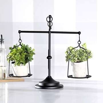 The Lakeside Collection Functional Rustic Farmhouse Balancing Scale Candle Holder - Unique Metal Home Decor Table Centerpiece for Study, Patio, Coffee Table, Kitchen, Dining or Living Room