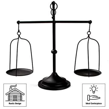 The Lakeside Collection Functional Rustic Farmhouse Balancing Scale Candle Holder - Unique Metal Home Decor Table Centerpiece for Study, Patio, Coffee Table, Kitchen, Dining or Living Room