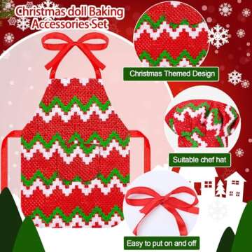 Hungdao Christmas Accessories Mini Doll Baker Outfit Set Include Apron Hats Rolling Pin Egg Cookie T...