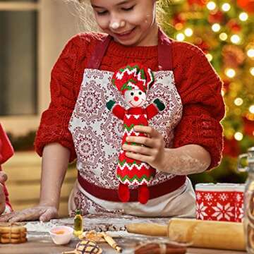 Hungdao Christmas Accessories Mini Doll Baker Outfit Set Include Apron Hats Rolling Pin Egg Cookie Tray Set Mixing Bowl for Xmas Doll Decorations, Doll is Not Included (Mixed Style)