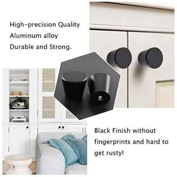 homdiy 10 Pack Matte Black Cabinet Knobs Kitchen Cabinet Hardware Black Knobs for Dresser Drawers