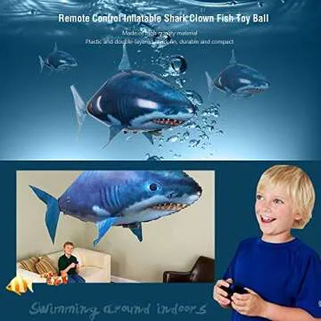 Remote Control Shark Toys Swimming Fish RC Animal Toy Infrared RC Fly Air Balloons Clown Fish Toy Gifts Party Decoration Balloon ANTI-GRAVITY INDOOR TOY HOVERS and FLOATS in MID-AIR (Blue)